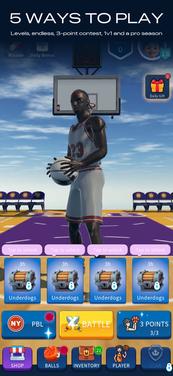 Five game modes